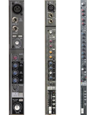 Multi-tracking in the Digital Age A small, medium, and larger channel strip