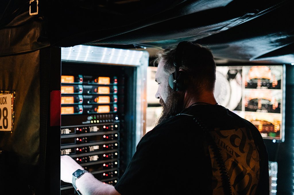 RF engineer Dave White monitoring the Digital 6000 receivers. ​ Photo credit: Zak Walters