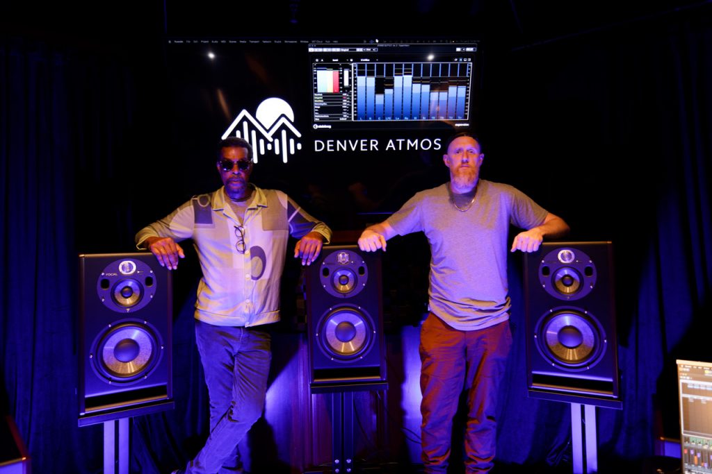 Engineers Gerry “The Gov” Brown (left) and Bobby Campbell at Denver Atmos Studio