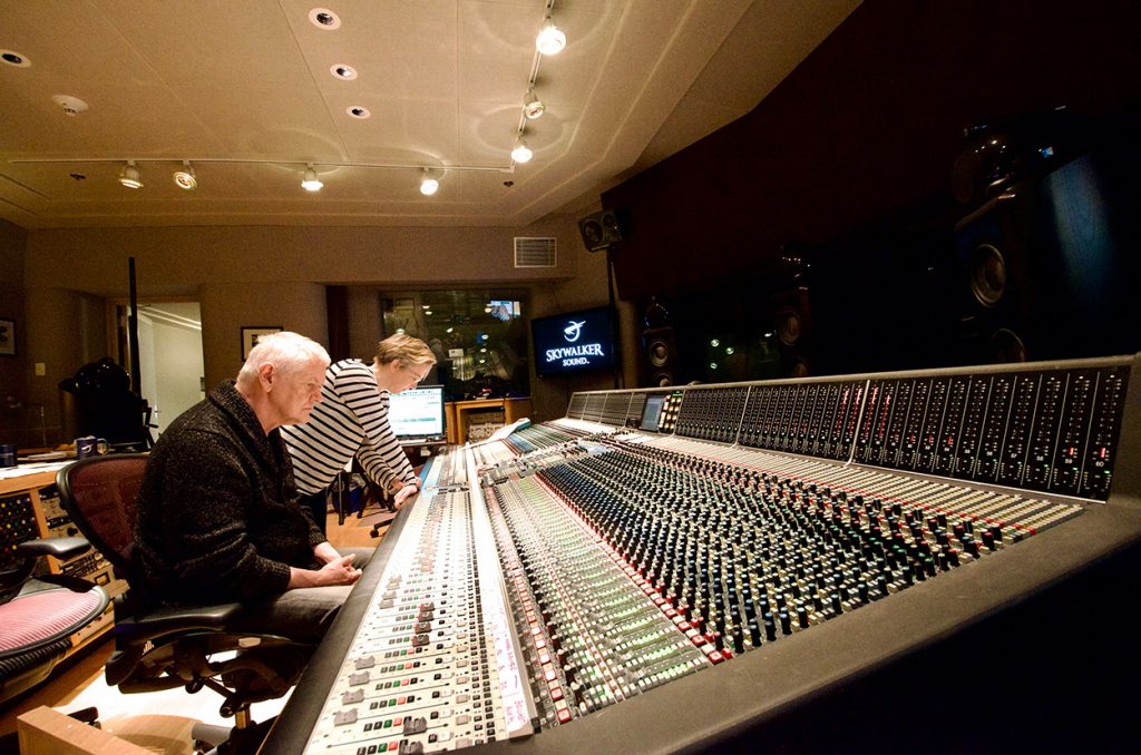 Jim Anderson and Ulrike Schwarz mixing at Skywalker Sound (photo courtesy Anderson Audio New York)